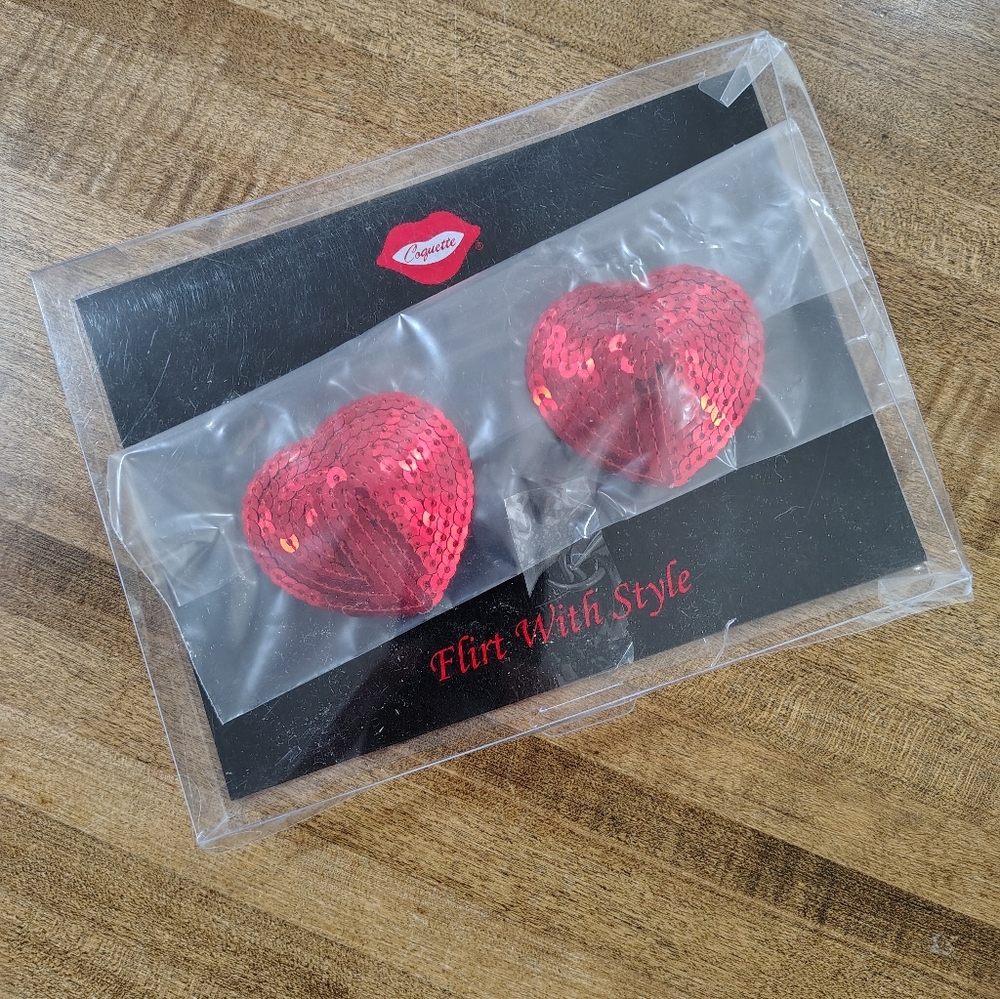 COQUETTE Red Sequin Heart Pasties - Flirt With Style